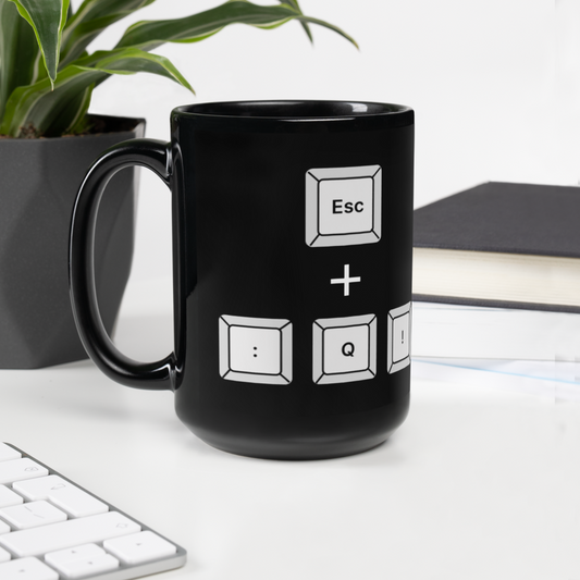 Escape Vim Coffee Mug - Keys (Black)